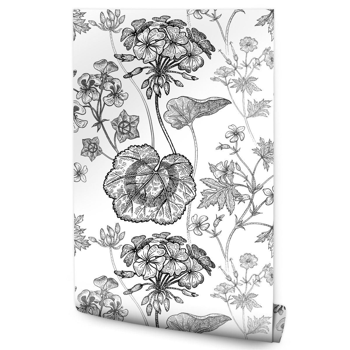 Papel Pintado Con Hojas En Blanco Y Negro Para Dormitorio 53cm x 10m