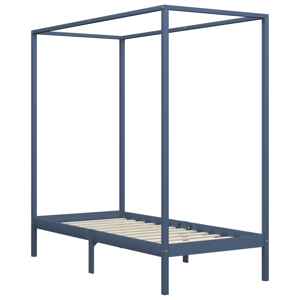 vidaXL cama con dosel sin colchón madera maciza gris 100x200 cm