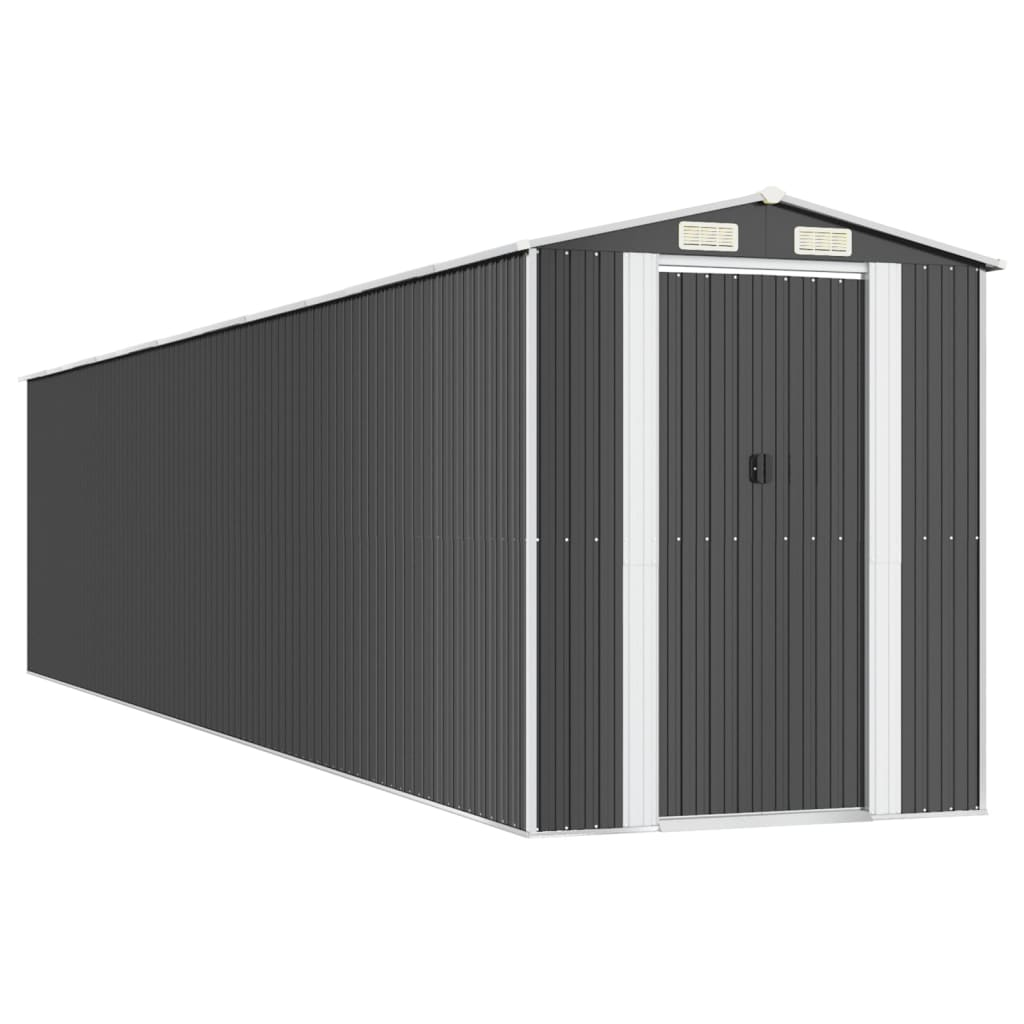 vidaXL cobertizo de jardín acero galvanizado antracita 192x938x223 cm