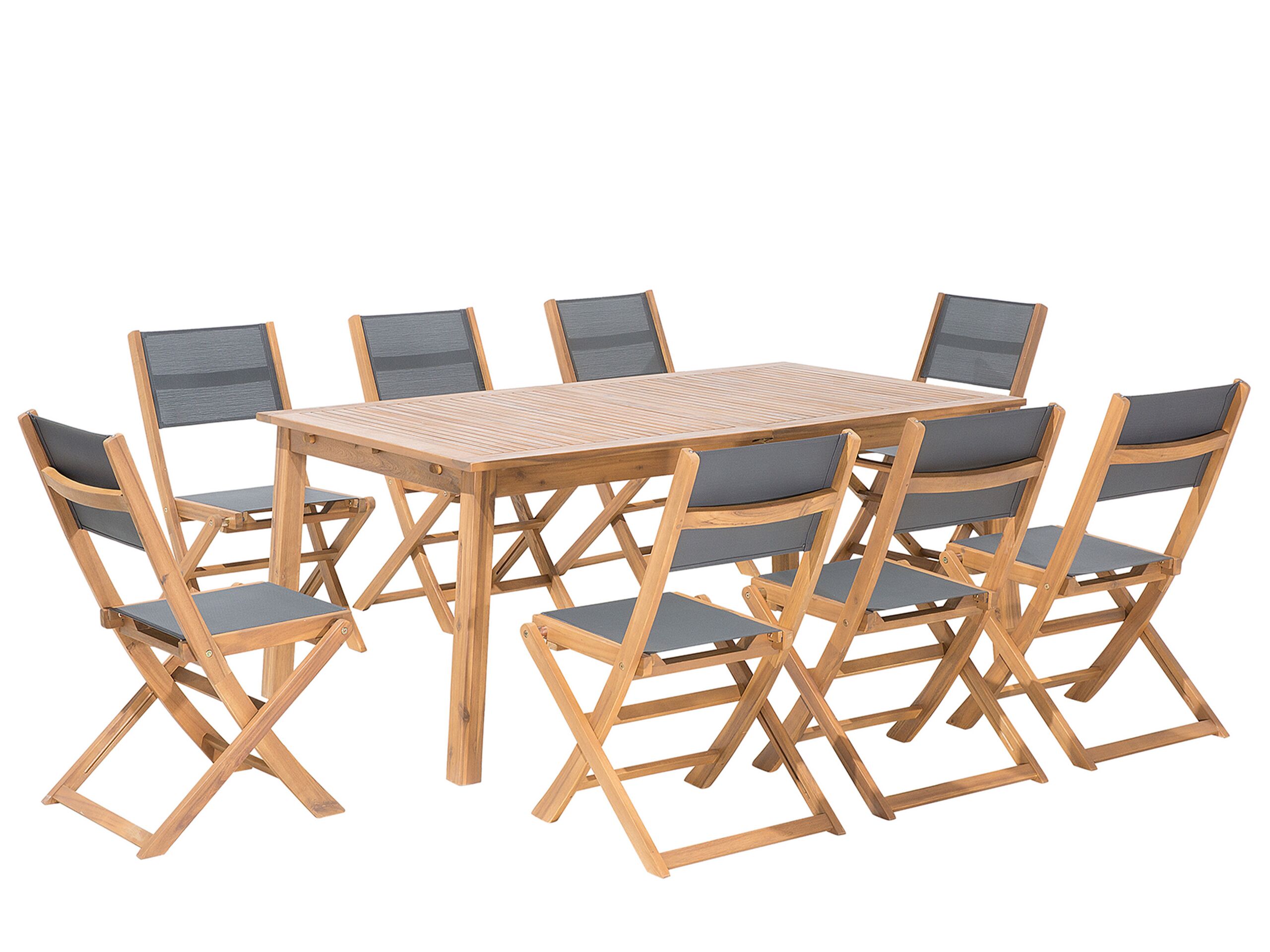 Conjunto de comedor exterior 8 plazas cesana madera de acacia marrón claro