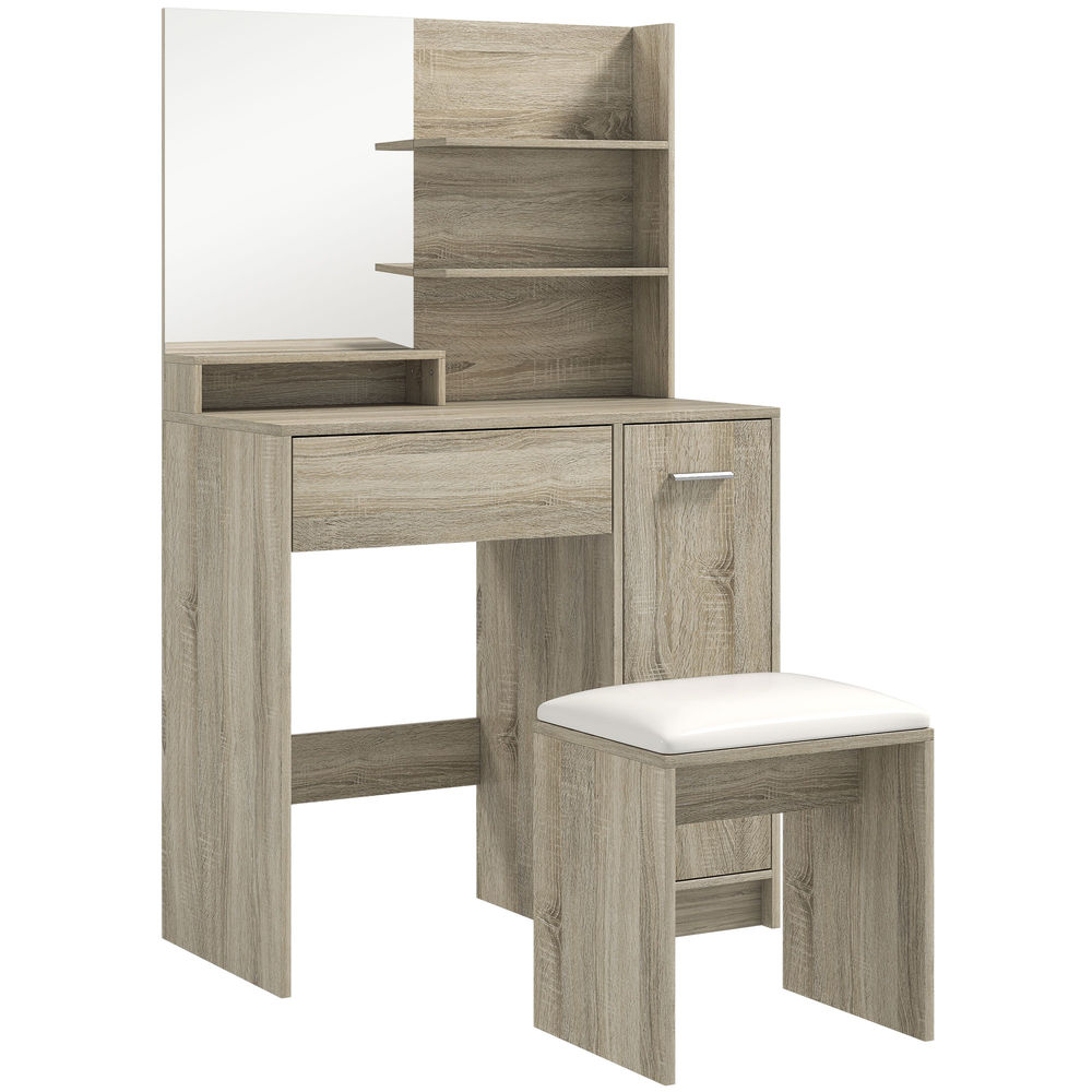 Tocador de maquillaje 80x40x132 cm color marrón Homcom
