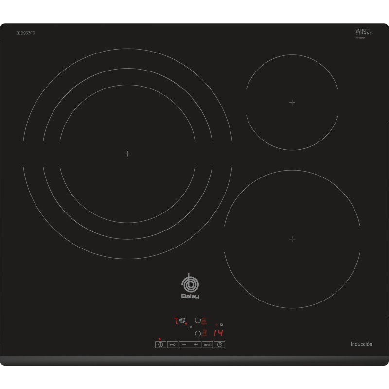 Inducción balay 3eb967fr 60 cm 3 zonas negra/bisel delantero