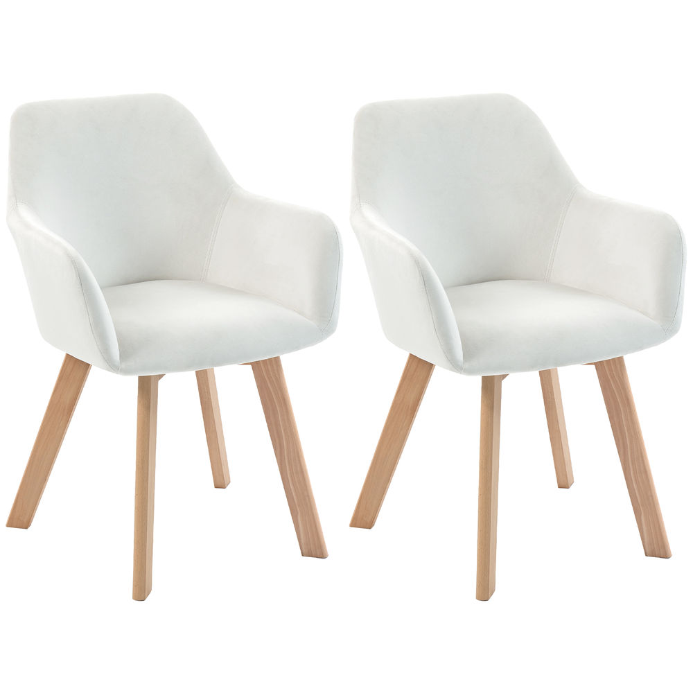 Sillas de comedor 54x57x80 cm terciopelo, madera de caucho color beige