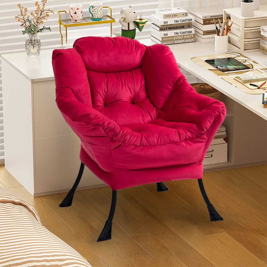 Sillón relax metal rojo ladrillo bolsillo lateral dorm salón y balcón