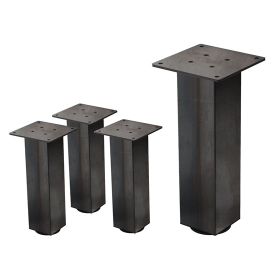 Set 4x patas de mesa 30 cm regulables de acero 8x8 cm industrial