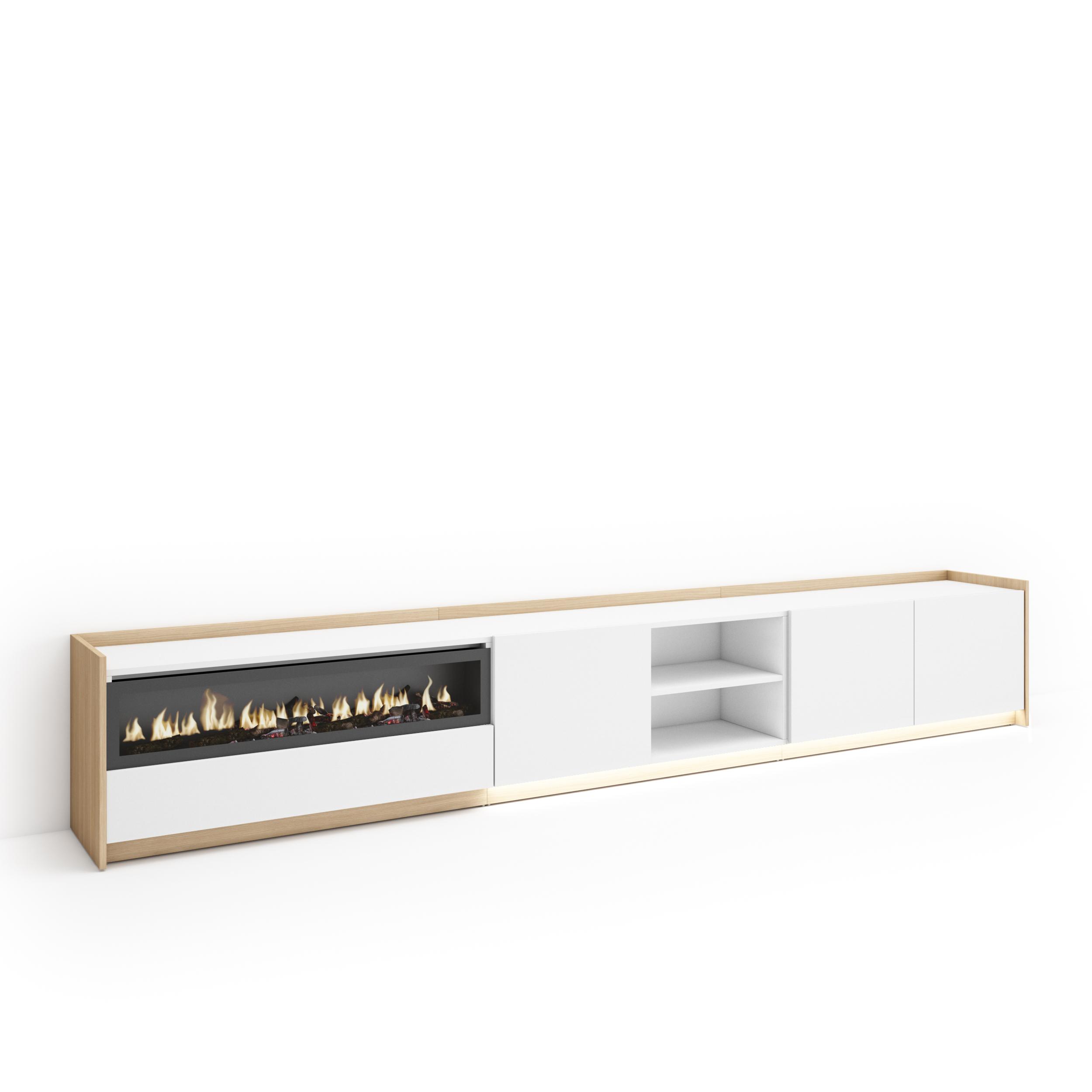 Mueble tv, 310x37x50cm, chimenea eléctrica, LED rf4864