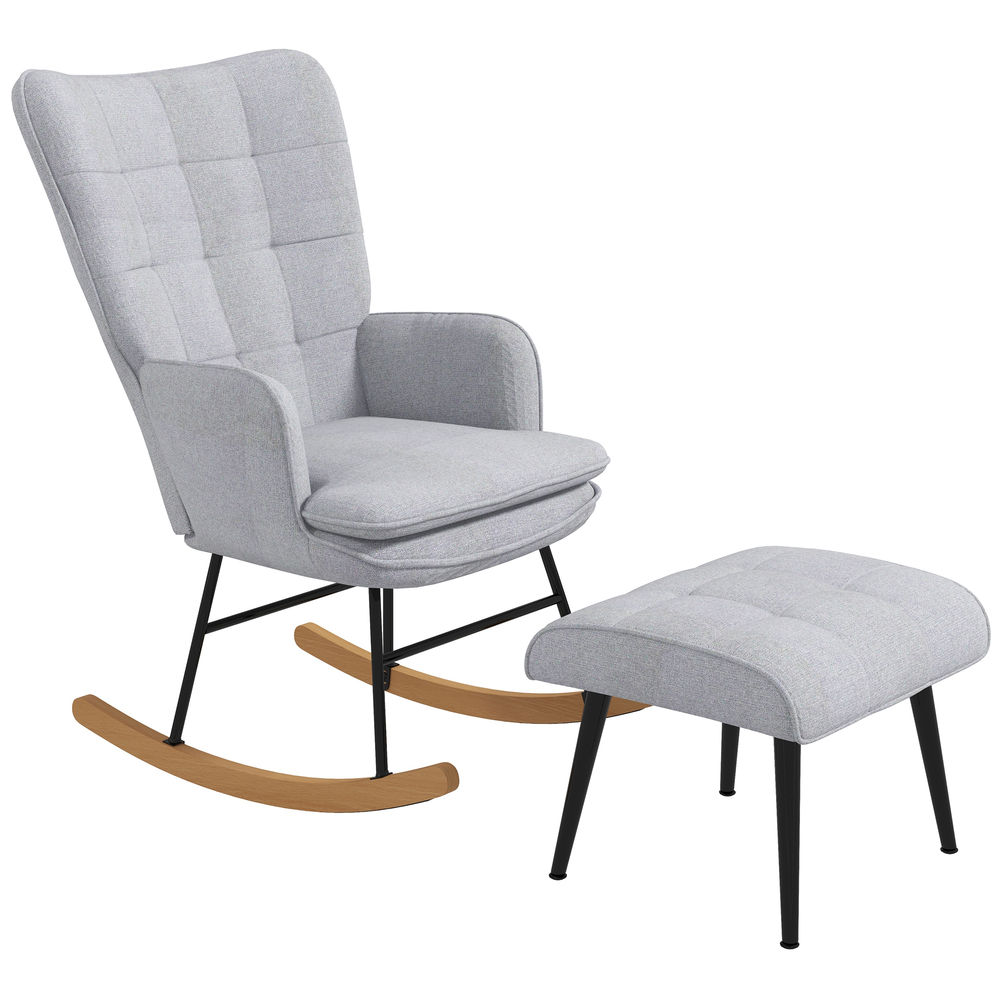 Silla mecedora 64x89x90 cm lino sintético color gris Homcom
