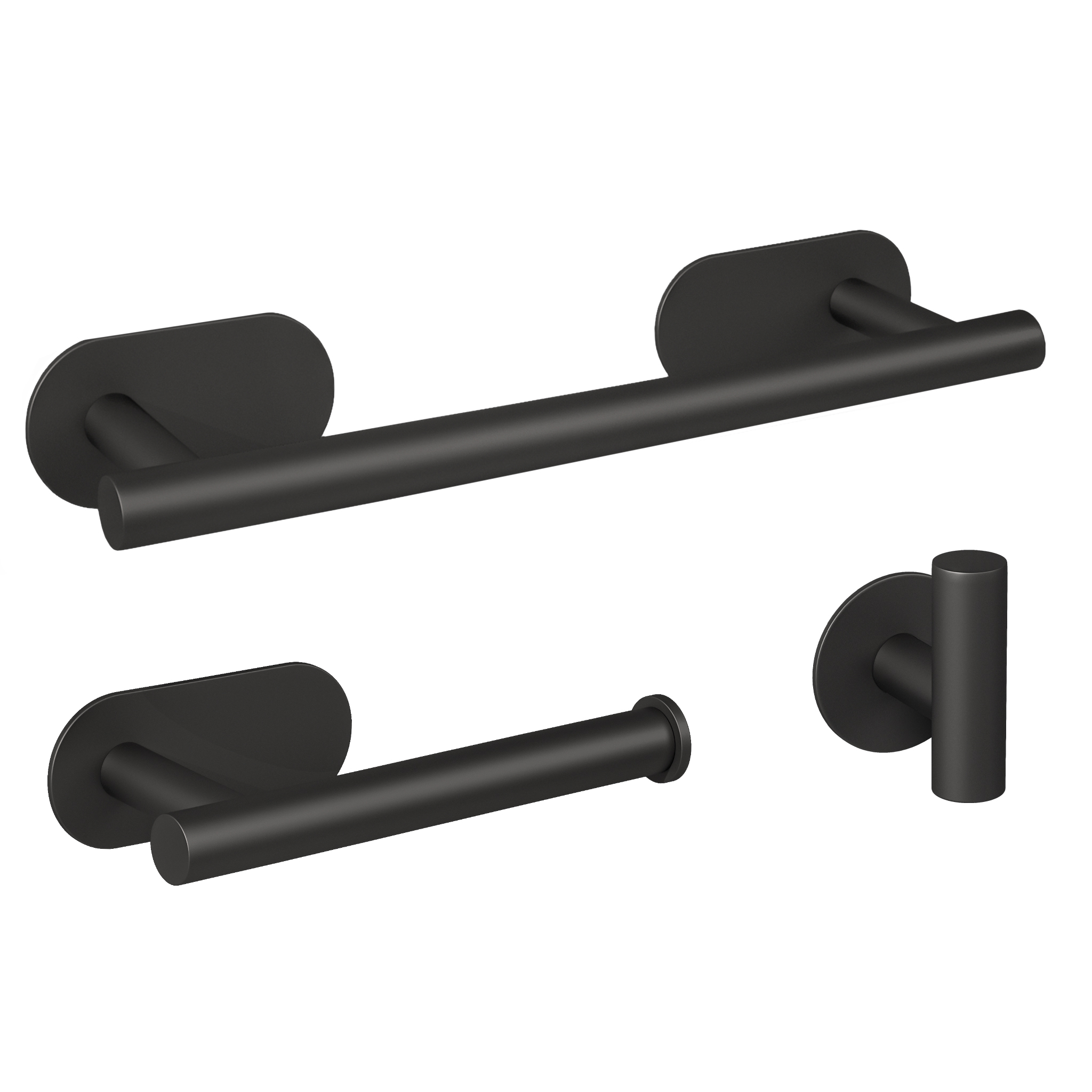 Valaz accesorios baño negro mate toallero 30cm+2perchas+portarollos