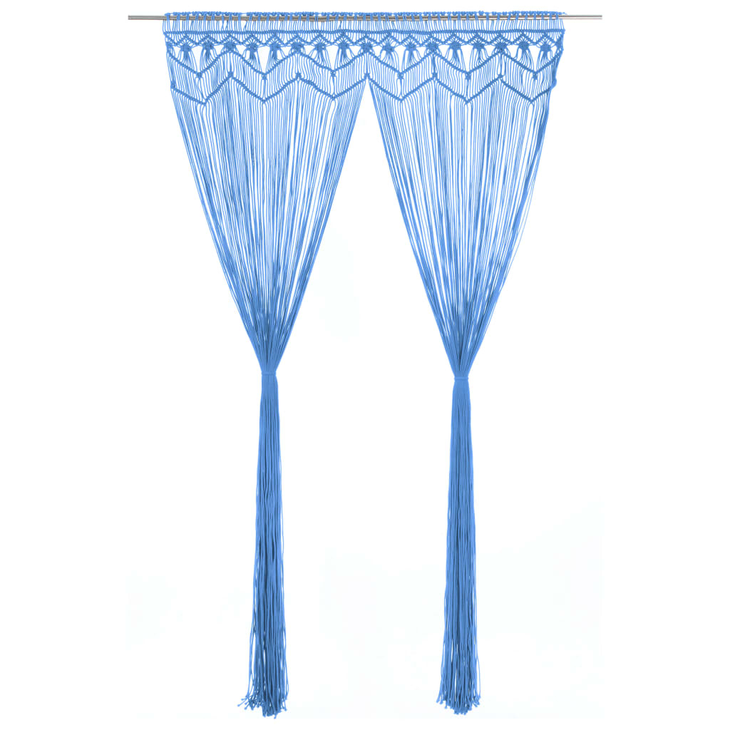 vidaXL cortina de macramé algodón azul 140x240 cm