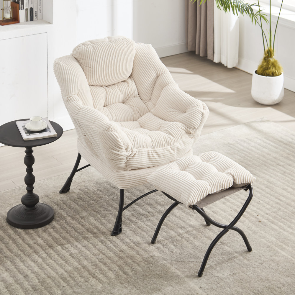 Sillón relax blanco reposapiés bolsillo lateral salón dormitorio