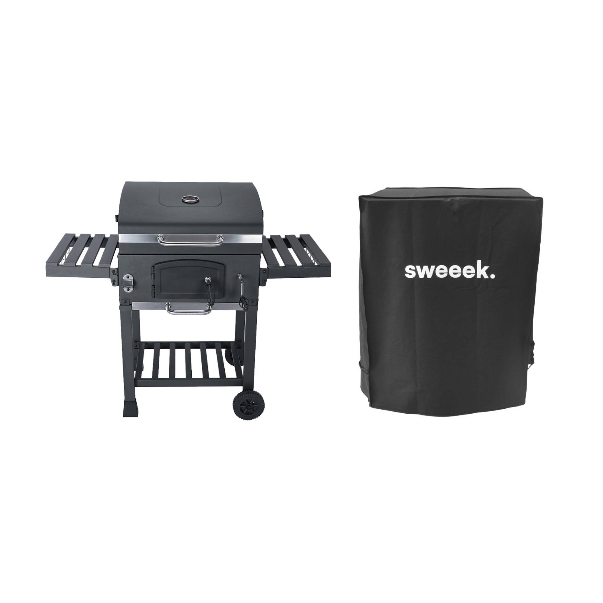 Parrilla de carbón con funda negro 122x65x103.5 cm