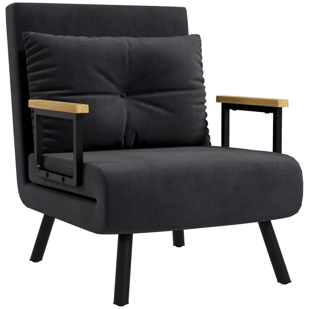 Sofá cama individual 63x73x81 cm poliéster, acero Homcom
