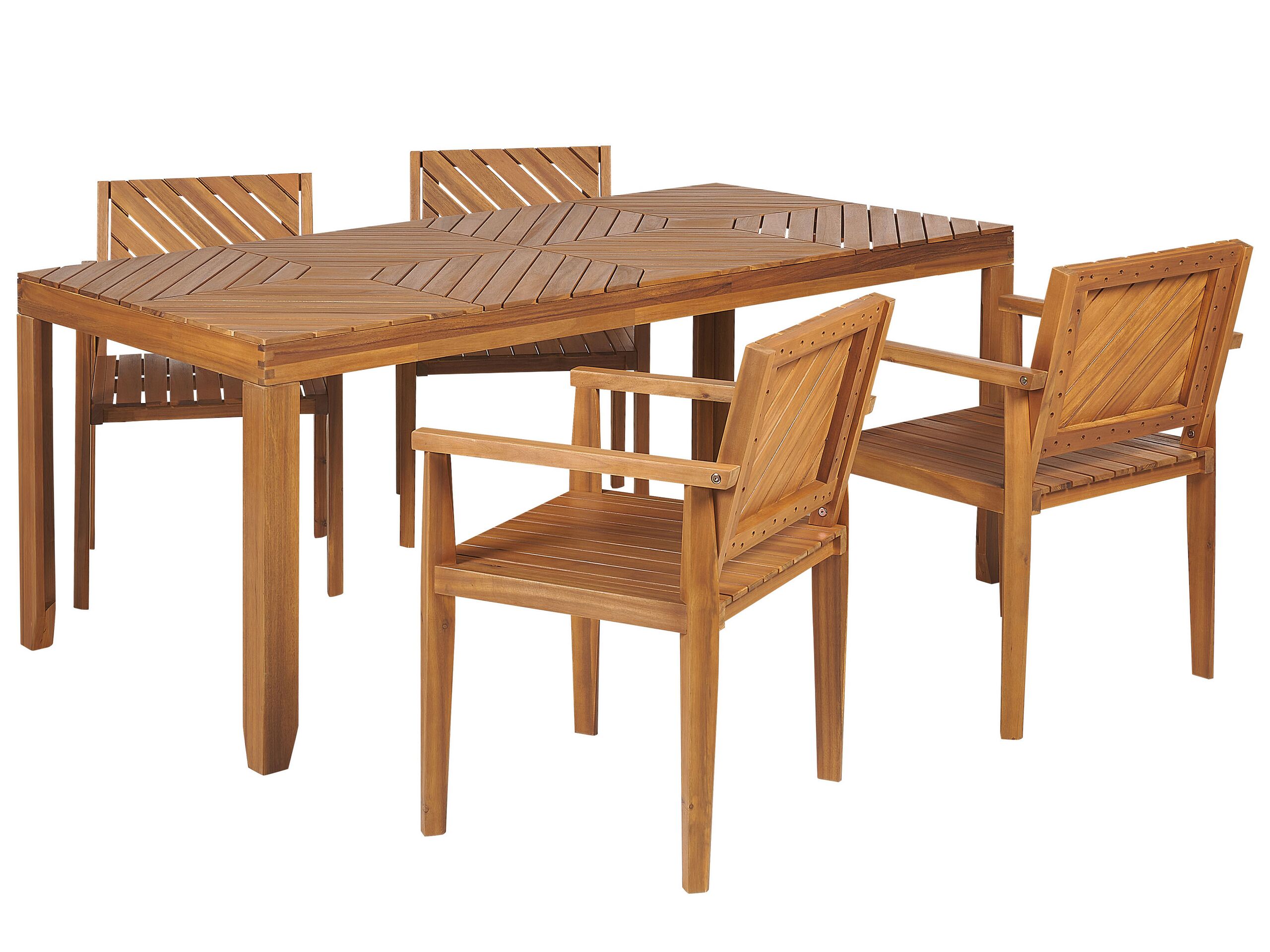 Conjunto de comedor exterior 4 plazas baratti madera de acacia marrón