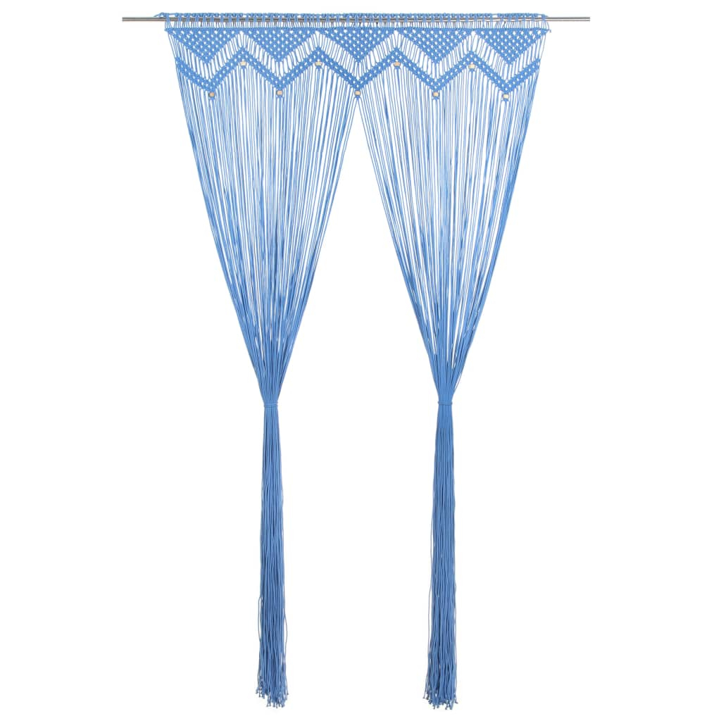 vidaXL cortina de macramé algodón azul 140x240 cm