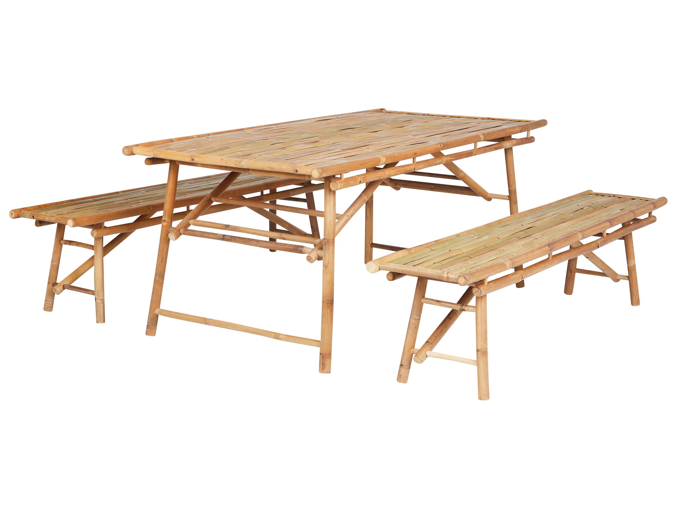 Conjunto de comedor exterior 4 plazas tindari bambú marrón claro