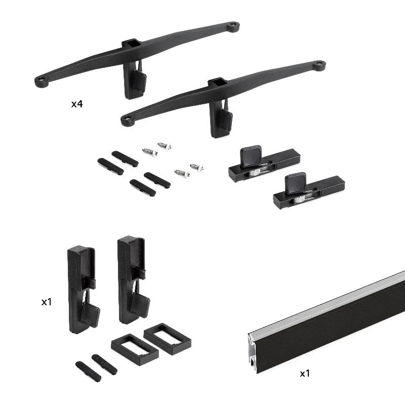 Kit zero de soportes para estantes de madera y barra de