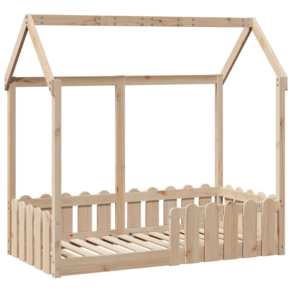 vidaXL cama con forma de casa de niños madera maciza marrón 70x140 cm