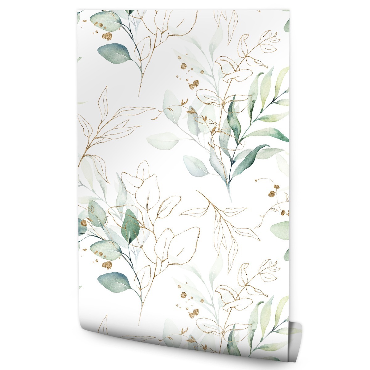 Papel Pintado Para Dormitorio Con Hojas Acuarela Y Naturaleza 53cm x 10m