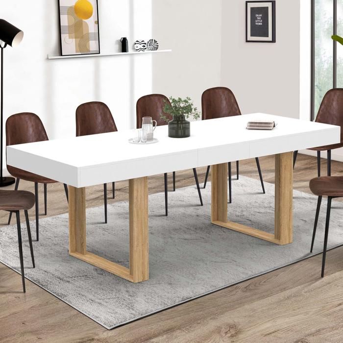 Mesa comedor extensible industrial blanca - 160-200 cm