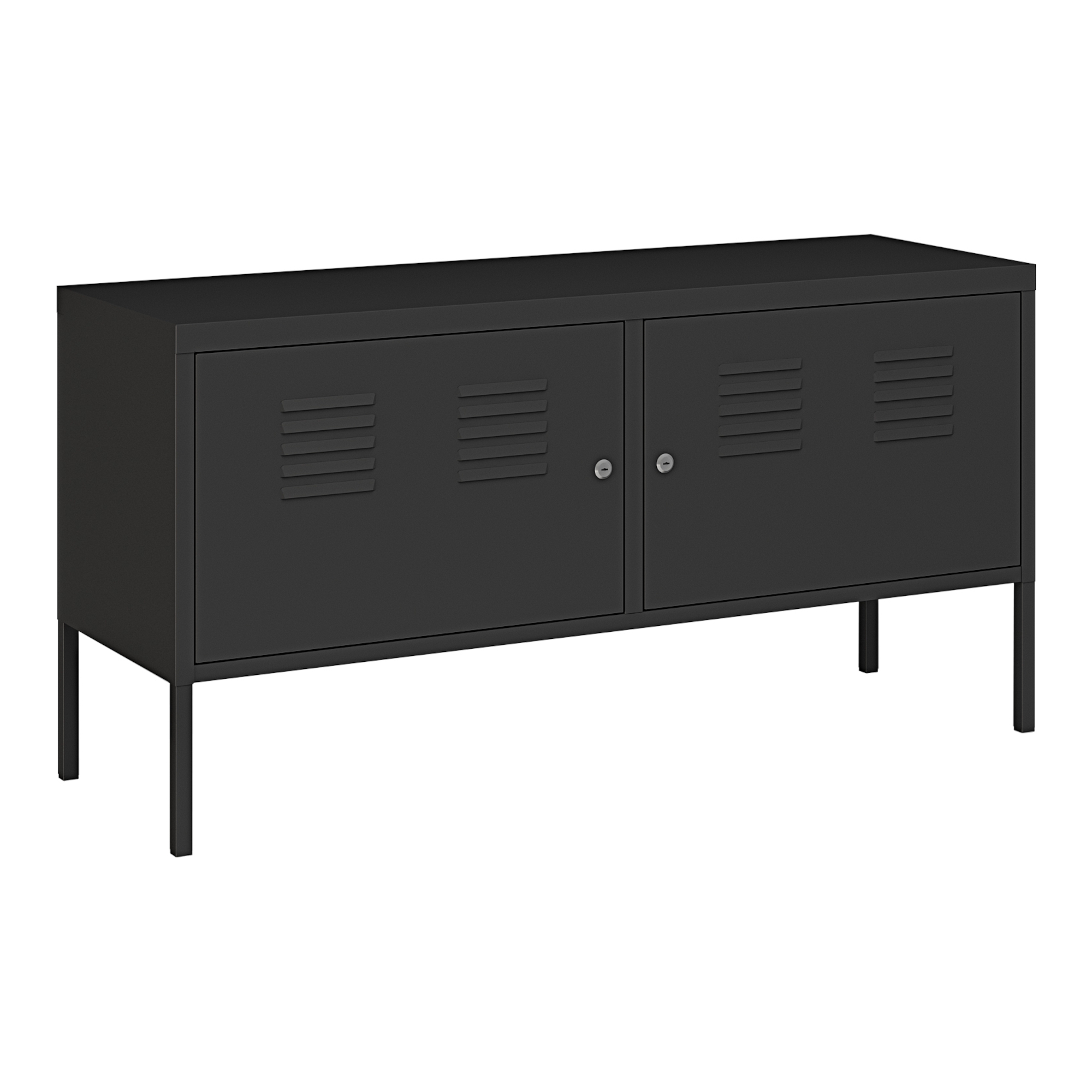 Mueble de salón pyhtää con 2 puertas acero 118x40x60cm negro mate [en.casa]