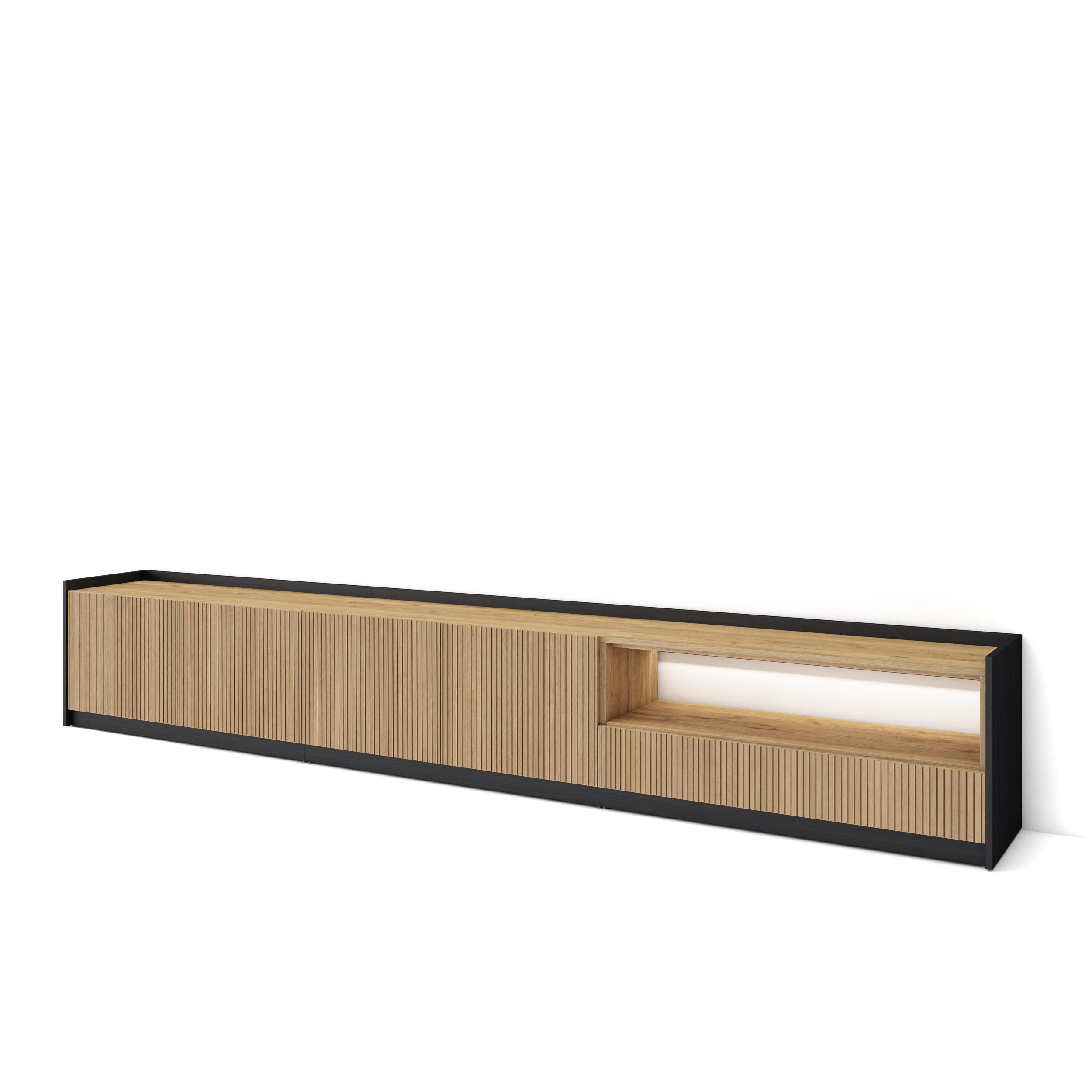 Mueble tv, televisión, roble y negro, LED
