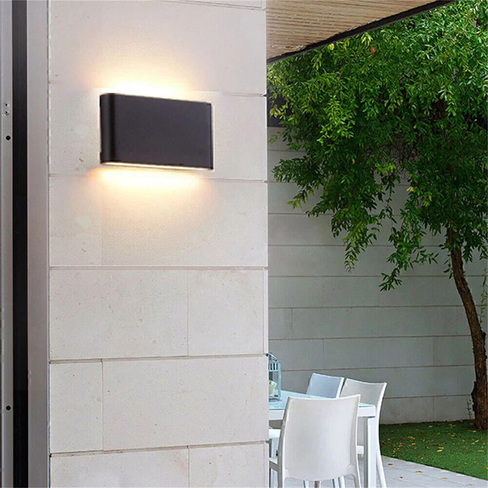 Aplique de pared interior y exterior impermeable up/down 12 w negro