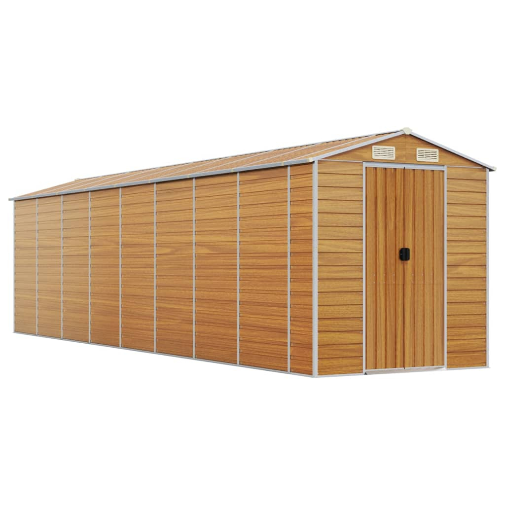 vidaXL caseta de jardín acero galvanizado marrón claro 191x725x198 cm