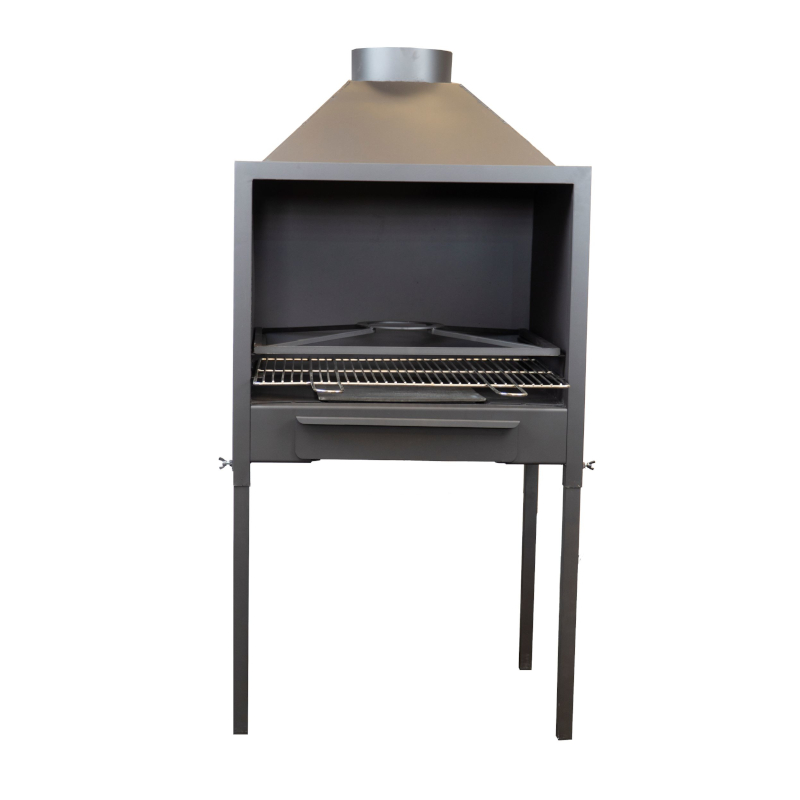 Barbacoa leña interior c80 71x64x48 cm hierro fundido y pies regulables