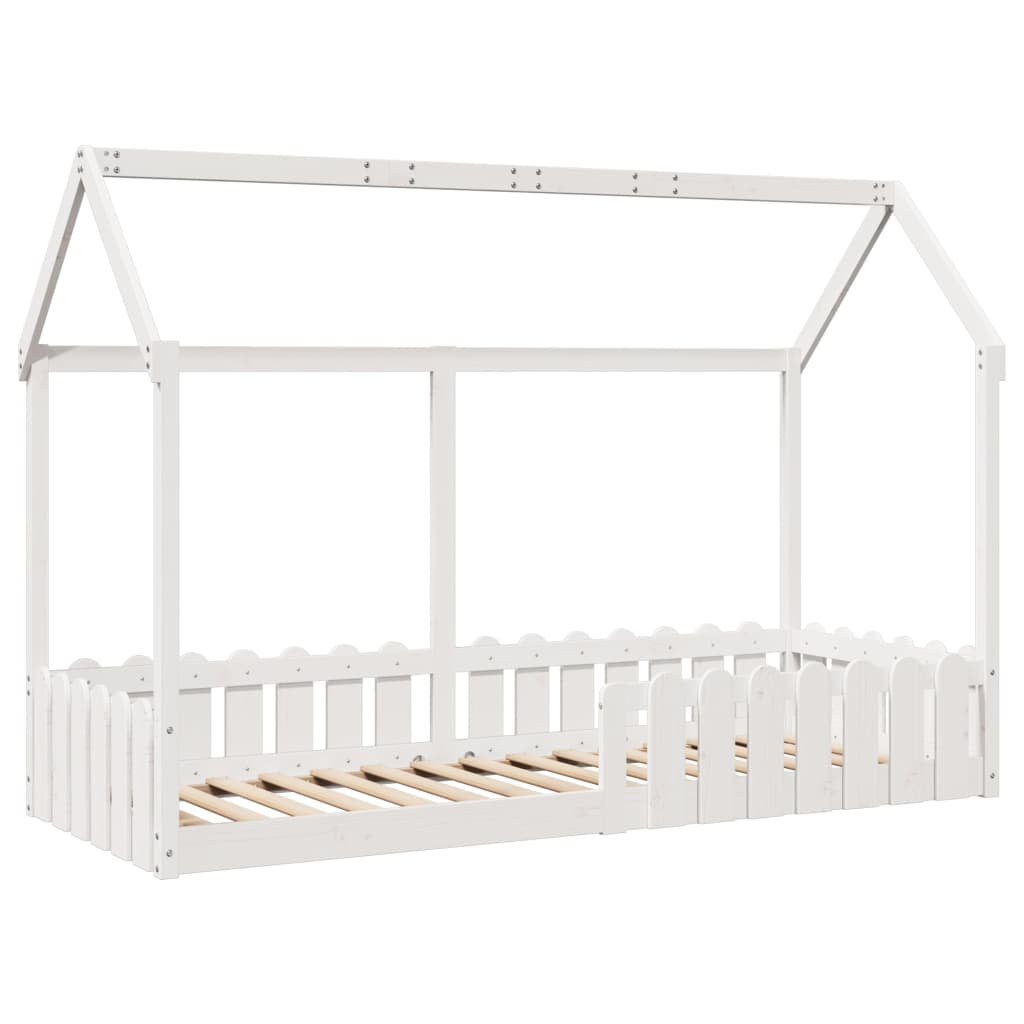 vidaXL cama con forma de casa de niños madera maciza blanca 80x200 cm