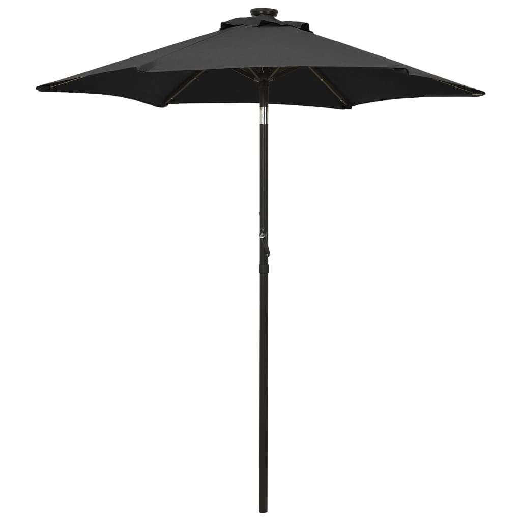 vidaXL sombrilla de jardín con luces LED aluminio negro 200x211 cm