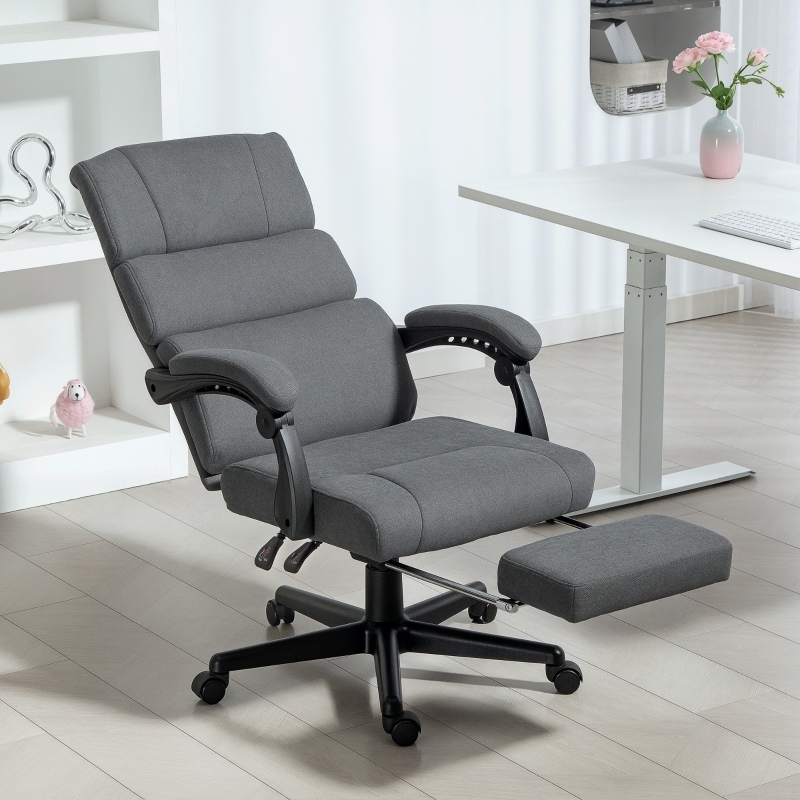 Silla de oficina terciopelo gris oscuro altura ajustable reposapiés