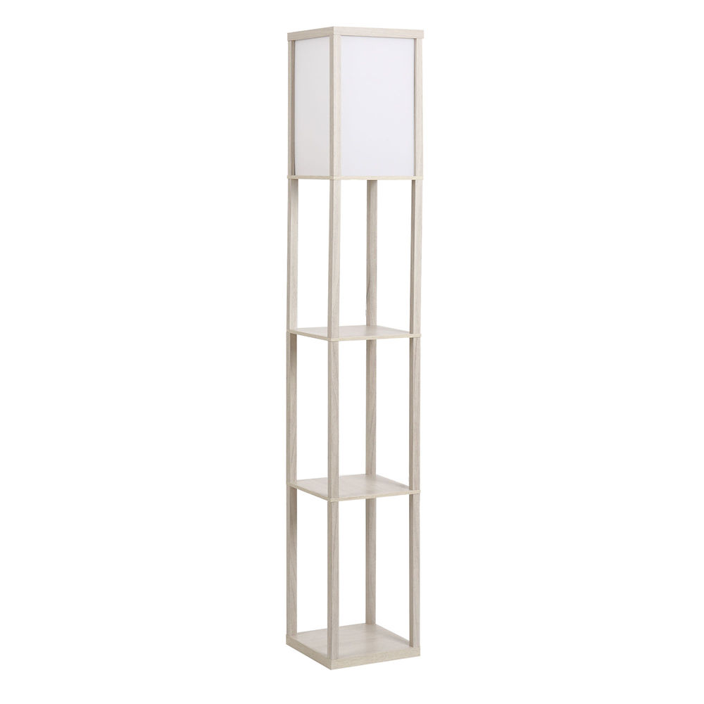 Lámpara pie con estante 26x26x160 cm mdf, acrílico color marrón Homcom