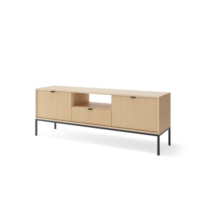 Mueble tv contemporáneo - roble vincenza - negro - 154x56x39 cm
