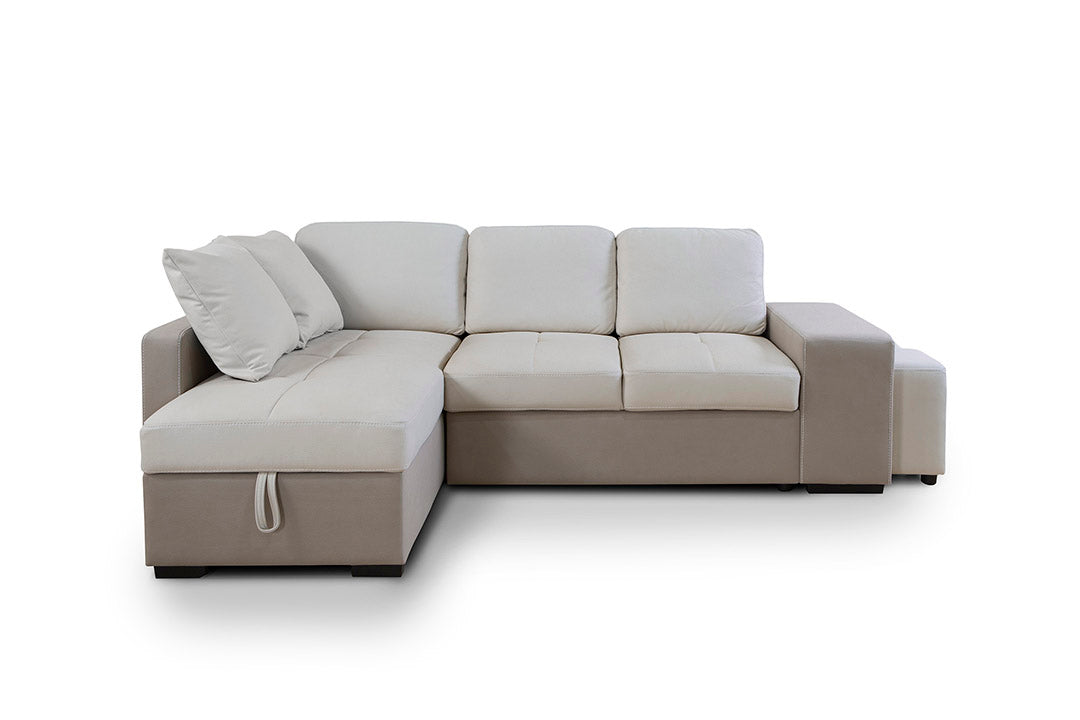 Sofa cama chaise longue stacy 250cm beige, chaise izquierdo