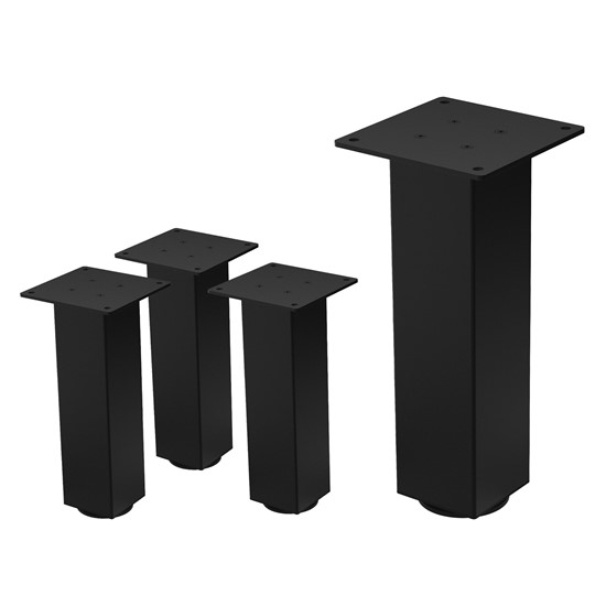Set 4x patas de mesa 30 cm regulables de acero 8x8 cm negro
