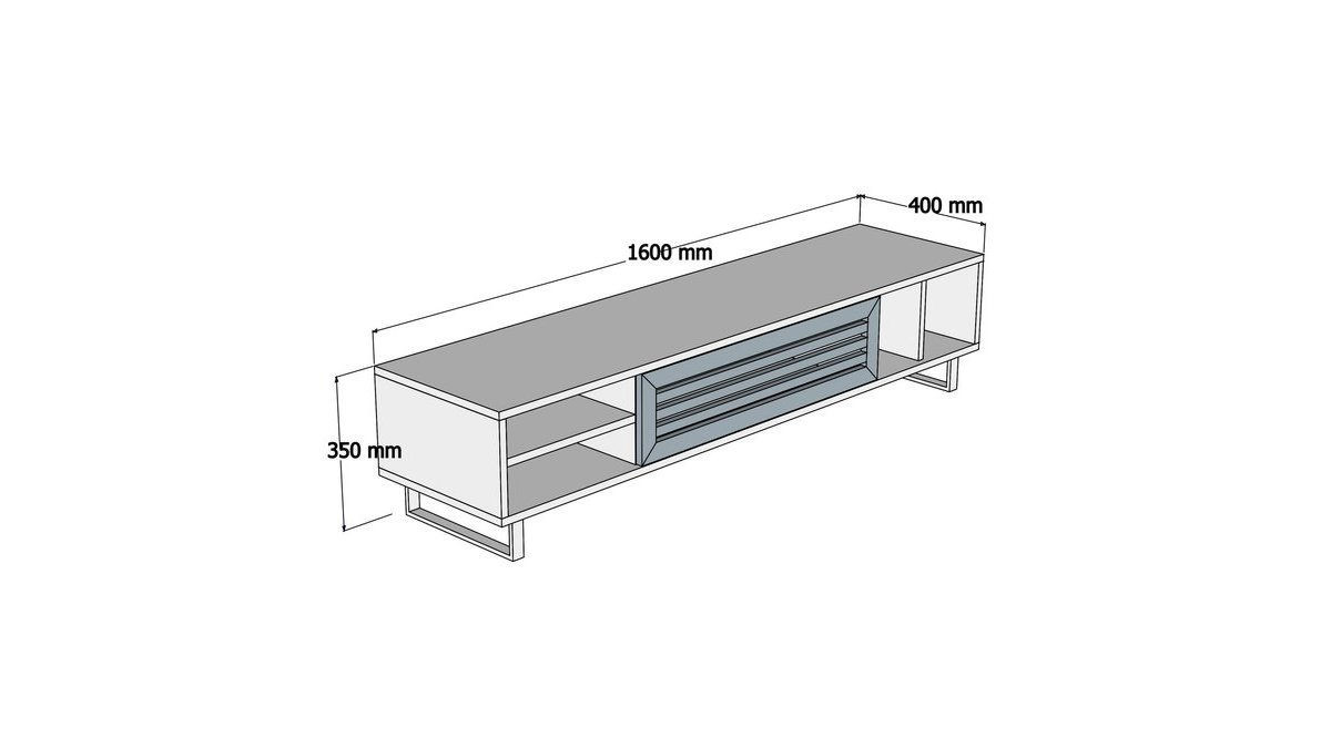 Mueble para la tele de madera <<eray>> - 160 x 40 x 35 cm - nogal, antracit
