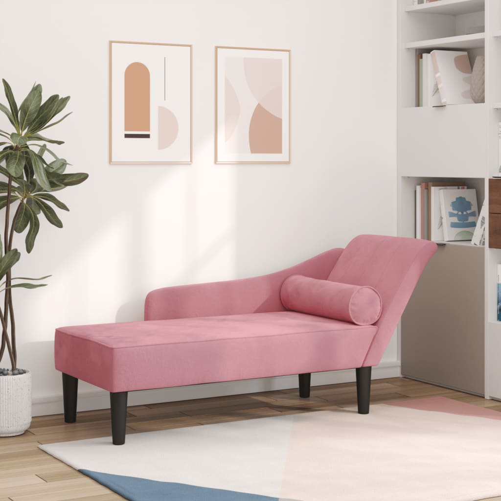 Sofá diván con cojines terciopelo rosa oif176685