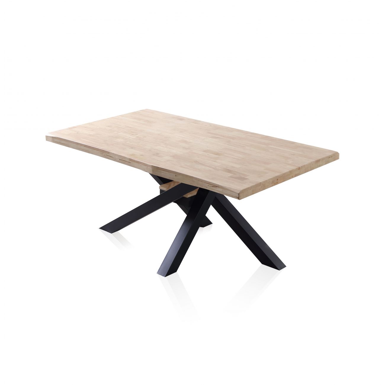 Mesa de comedor fija con patas metálicas 180x100 cm xena negro - roble
