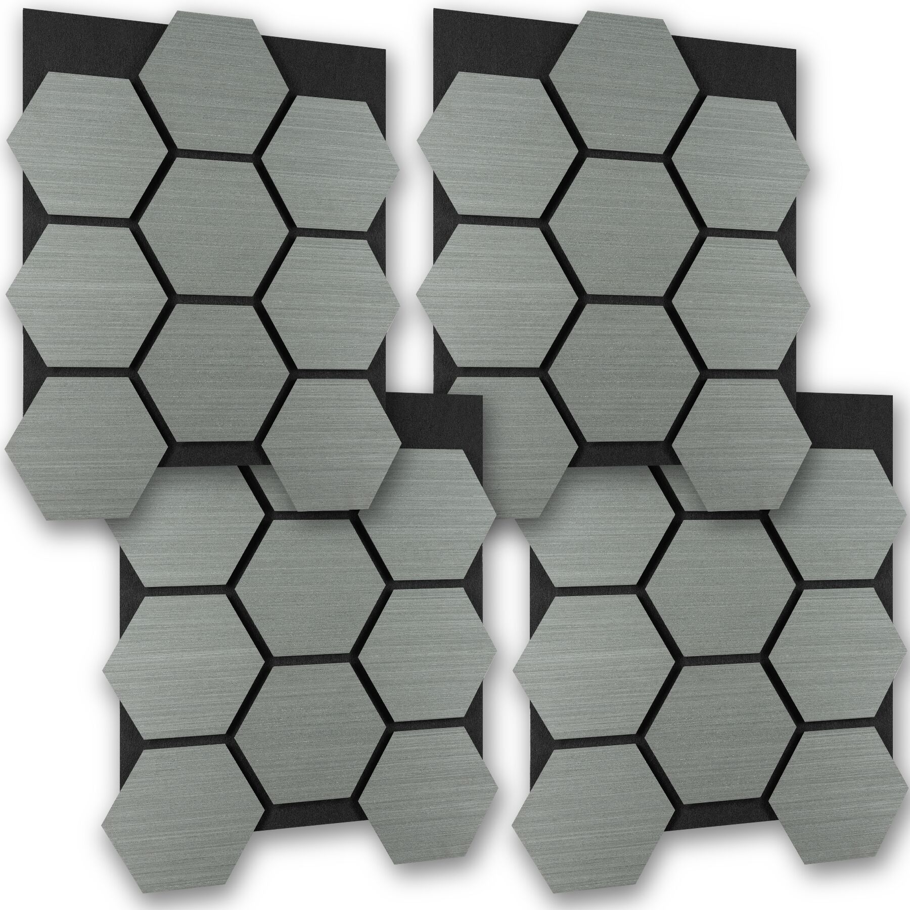 Tectake 4 paneles de pared, mdf absorbente, 76x62x1,8 cm, roble gris claro