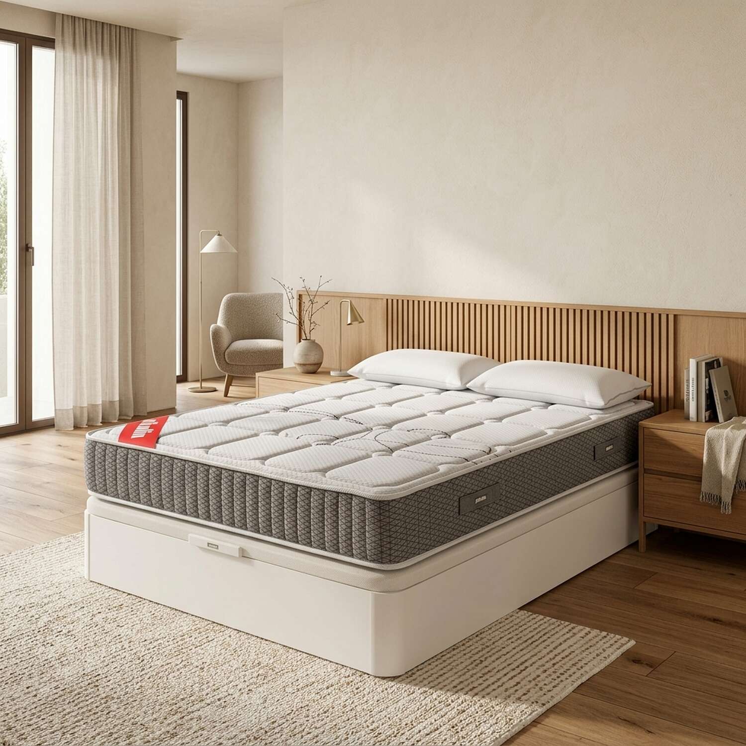 Colchón 140x190,canapé y almohada pikolin troas blanco montaje incl