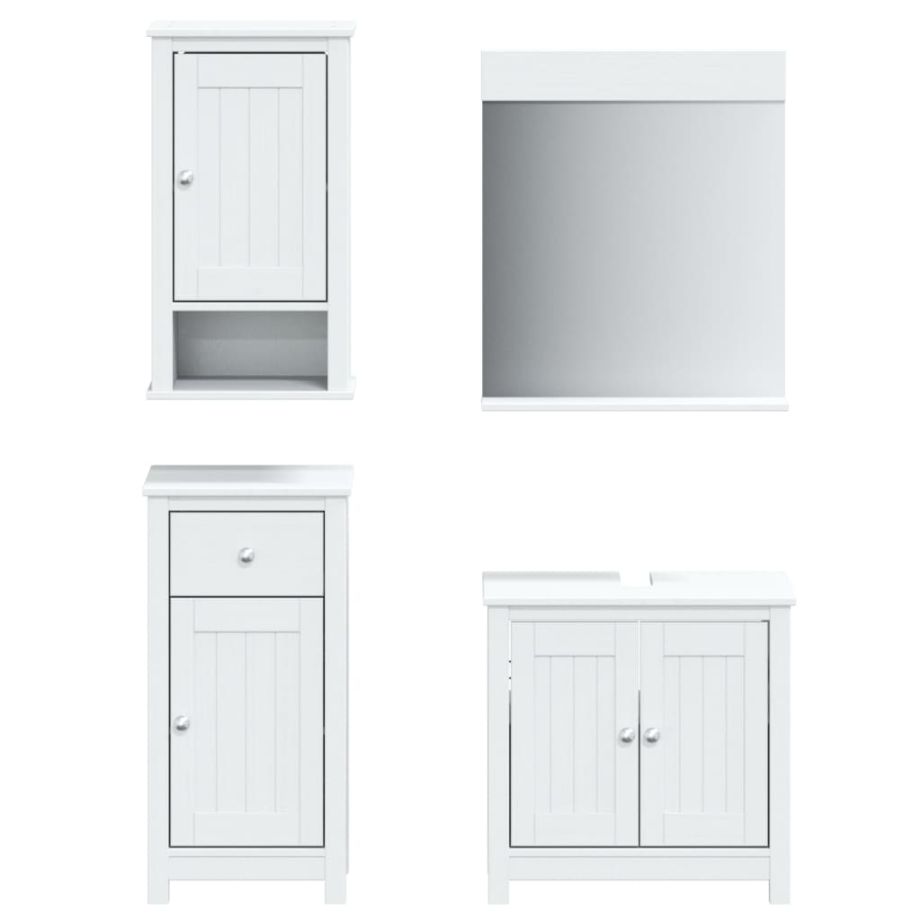 vidaXL juego de muebles de baño berg 4 pzas madera maciza pino blanco