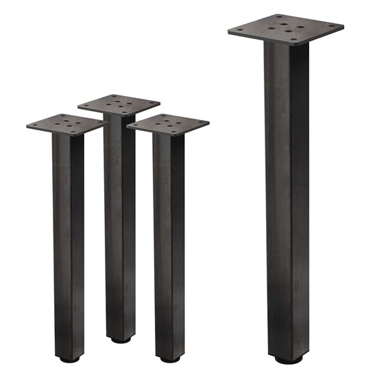 Set 4x patas de mesa 42 cm regulables de acero 4x4 cm industrial