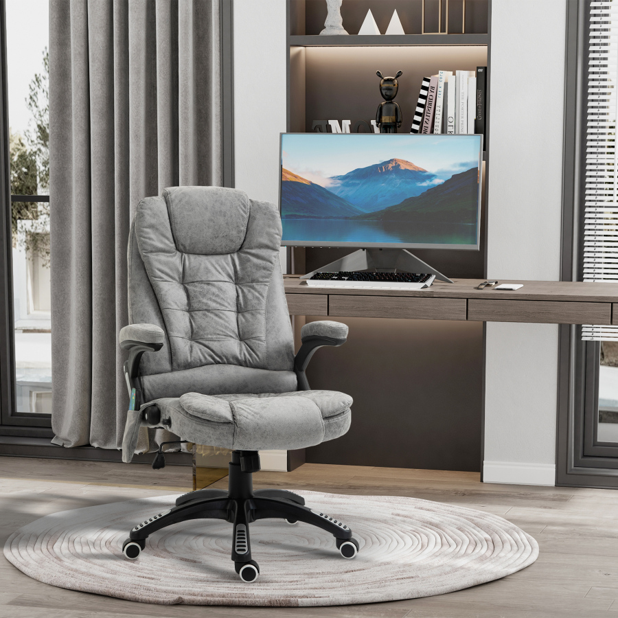 Silla oficina ergonómica gris con masaje y calefacción