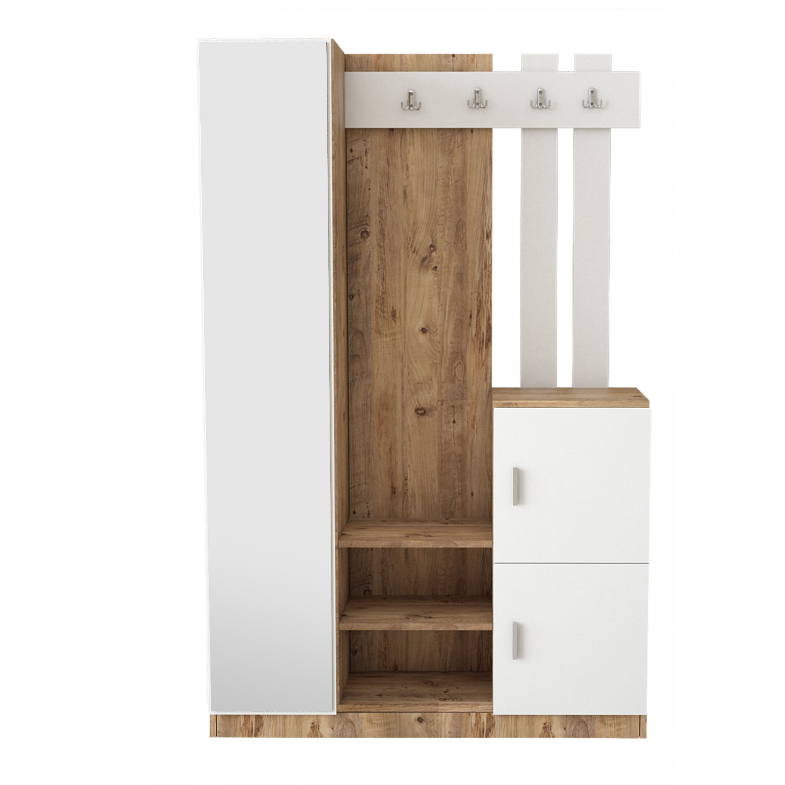 Mueble recibidor de madera "dd7" - 113 x 37 x 179 cm - blanco