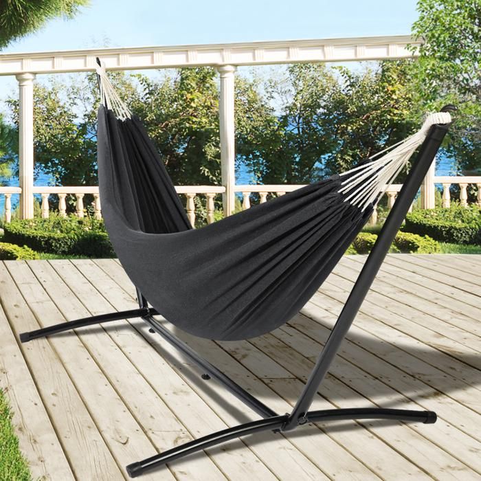 Hamaca con soporte de metal - gris antracita - 270x100x96 cm
