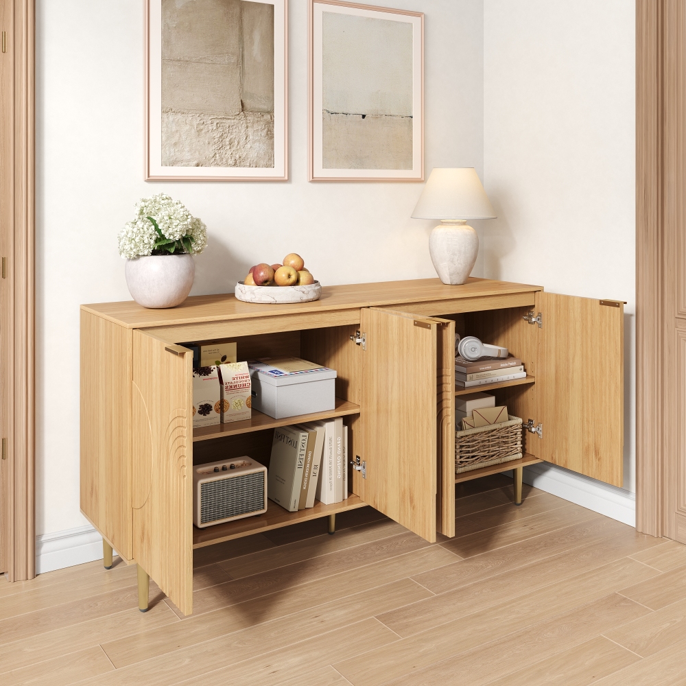 Aparador para salón comedor 4 puertas natural 72x140x40cm