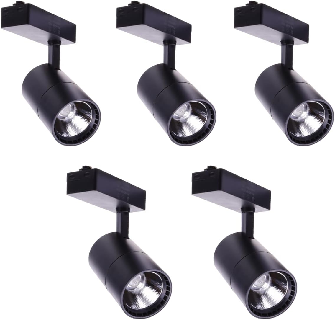5x foco LED carril 40w, luz fria 6000k, 2700 lm, 220v monofásico, negro