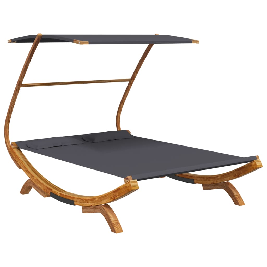 vidaXL tumbona con dosel madera curvada gris antracita 165x203x138 cm