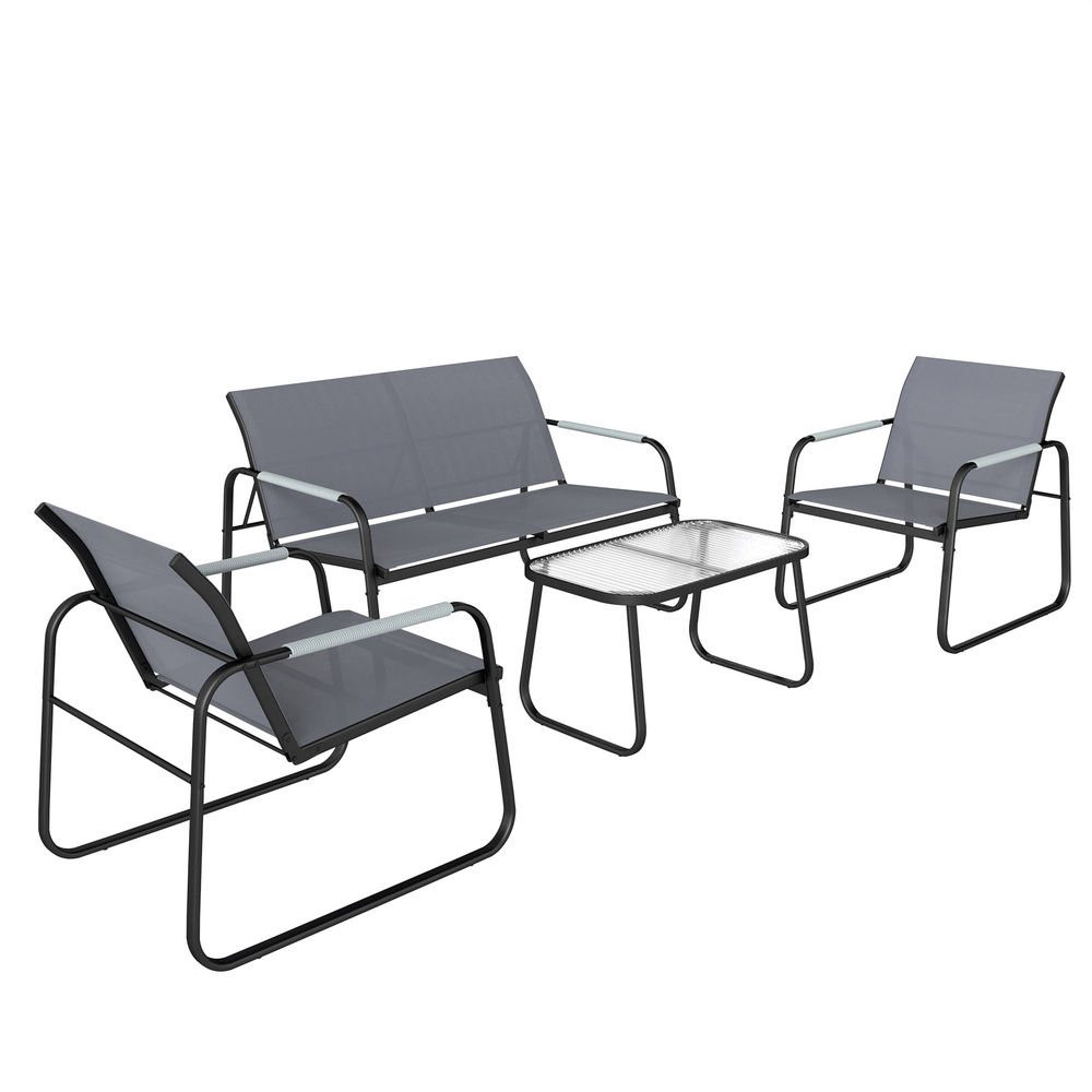 Conjunto de jardín 111x71x75 cm acero galvanizado, textilene color gris