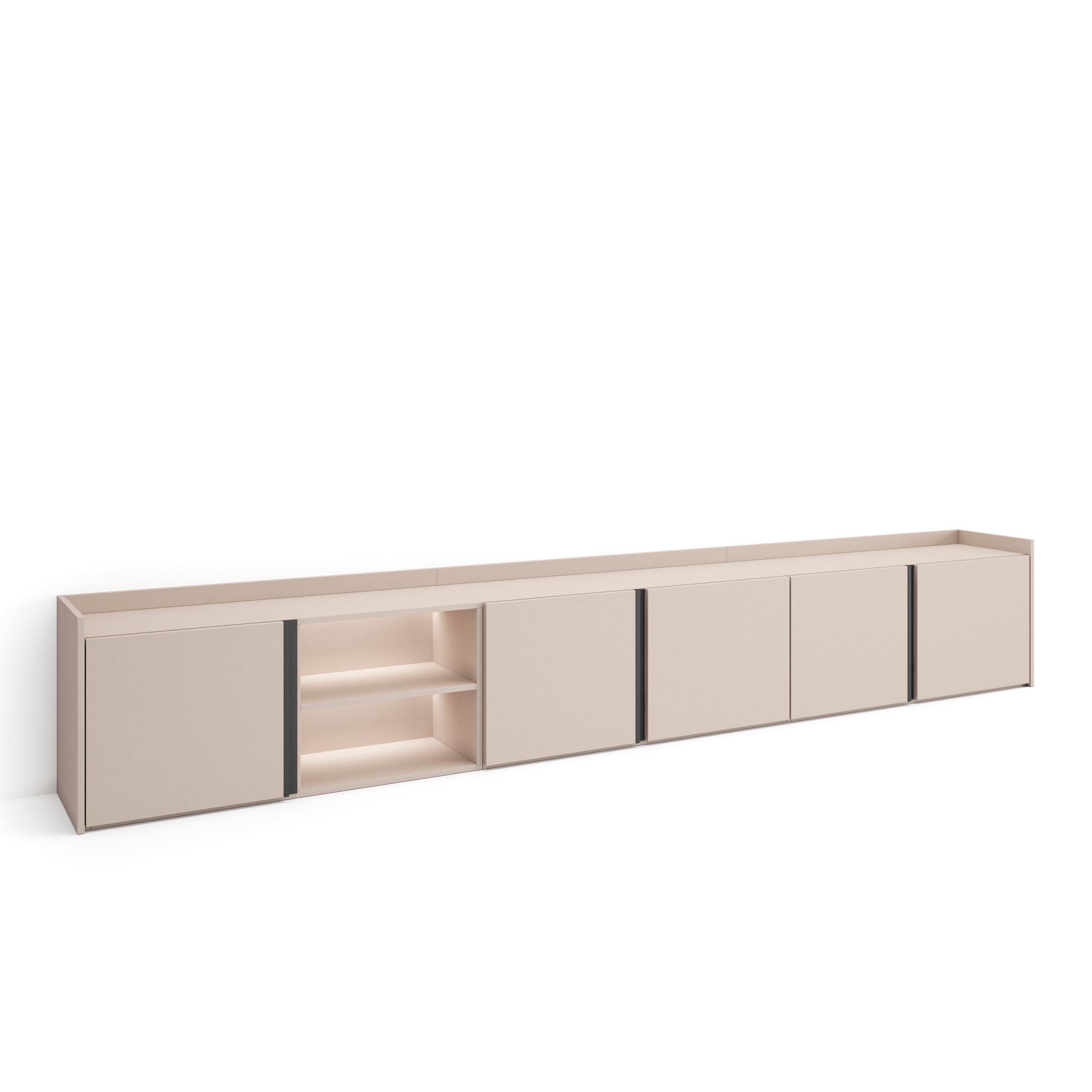 Mueble tv, 309x35x50cm, beige, LED rf4668